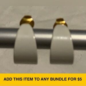 #J955 - VTG Clip-On White Tapered Hoop Earrings